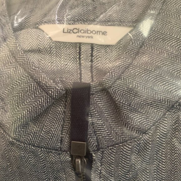 NWT LIZ CLAIBORNE NY HERRINGBONE NAVY ZIP JACKET 8 - Picture 10 of 11